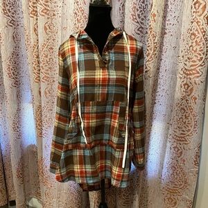 Long Oversized Flannel with Front Pocket